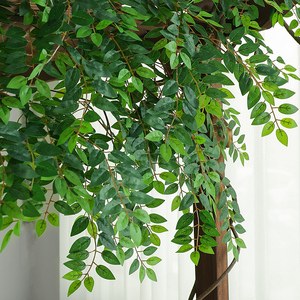 仿真榆树叶手感过胶塑料榆树支绿色植植物叶子假树枝工程装饰造型