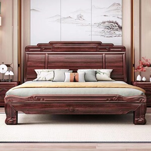 8米双人床中式明清古典全实木大床主卧菠萝格花梨木婚床匠人后代