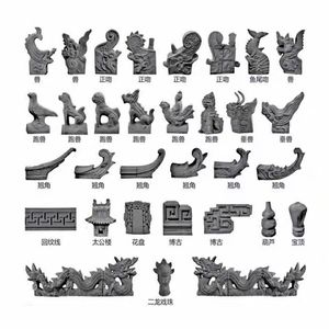 仿古建筑用古建配件翘角正吻兽头屋脊摆件屋顶五脊六兽中式屋面