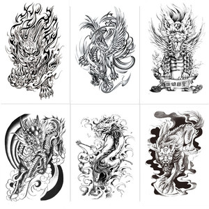 中国风招财神兽貔貅穷奇图腾防水男持久手臂花臂仿真霸气纹身贴纸
