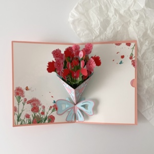 home7city立体康乃馨花束贺卡送老师纪念卡生日留言卡创意手写卡