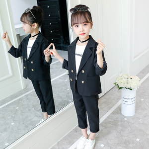 女童西装三件套2021新款秋装中大儿童韩版西服套装春秋时髦网红装