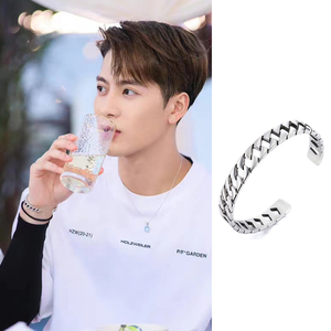 官方正品王嘉尔同款嘻哈开口古巴手镯粗欧美钛钢轻奢小众男ins潮