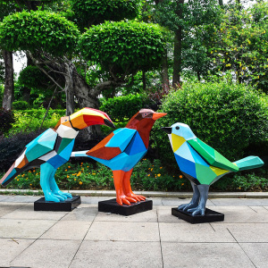 户外园林景观玻璃钢雕塑抽象几何鸟售楼部草坪小区装饰品落地摆件