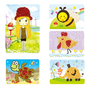 五谷杂粮画儿童亲子手工粘画贴画豆豆种子画幼儿园作品制作