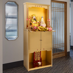 佛龛定制现代不锈钢家用神台立柜神龛三层双神位财神爷观音供奉台