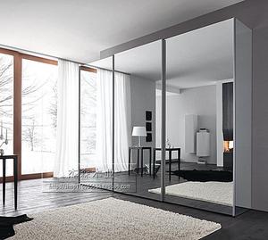 三包到家茶镜玻璃镜面衣柜推拉滑移门简约现代烤漆衣柜橱定制包邮