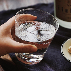 日食记日式锤目纹杯300ml透明玻璃水杯子酒杯果汁锤纹杯ins风