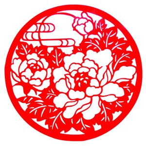 包邮 红牡丹镂空剪纸p窗花pvc玻璃门贴纸窗户装饰画一面带胶防水