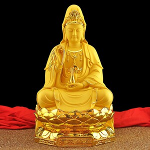 沙金南海观音佛像供奉家用小的观音佛像请观音菩萨家用坐莲观音像