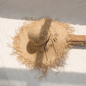 夏季波西米亚遮阳帽草帽海边沙滩旅行度假风拍照大檐镂空太阳帽子