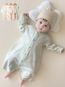 拉比官方春秋季婴儿睡袋宝宝长袖连体衣睡衣男女童舒绒棉家居服新