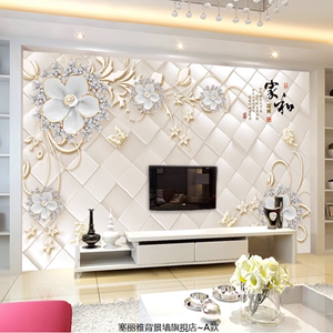 竹木纤维集成墙板现代简约花朵8d立体客厅电视背景墙欧式影视护板