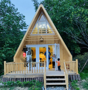 户外防腐三角形木屋定制 拼接实木别墅 景区民宿户外农家乐小房子