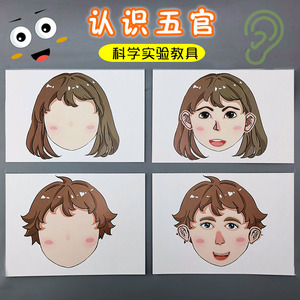 幼儿童认识五官表情粘贴卡片创意手工亲子早教科学实验人体认知