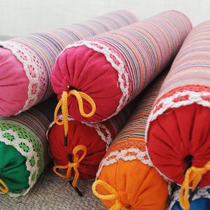 老粗布圆柱绿豆壳绿豆皮糖果枕头颈椎护颈枕芯大小号单人成人儿童