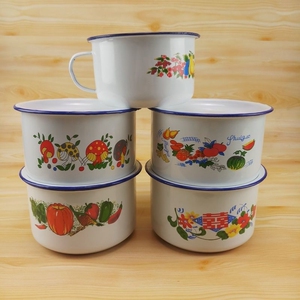 怀旧搪瓷饭缸加厚带盖学生大号泡面缸子饭盒便当盒老式快餐杯茶缸