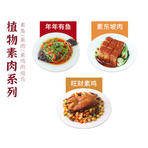 冷冻 齐善素食 素三牲 鸡鱼肉套餐3包半成品豆制品素肉半成品素菜