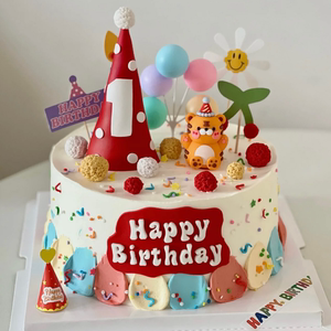 韩式虎宝宝周岁蛋糕装饰品摆件老虎生日派对一百天甜品台蛋糕插件
