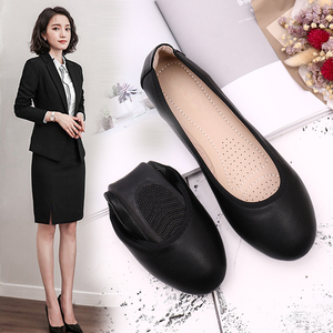女黑色平底鞋职业皮鞋女单鞋酒店银行圆头西装鞋上班鞋女鞋坊