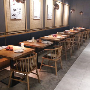 实木西餐厅桌椅餐饮小吃店食堂日本料理粉面馆餐厅卡座餐桌椅组合