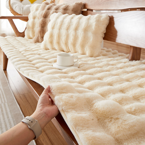 沙发垫冬季加厚毛绒红木实木坐垫防滑皮沙发套罩2024新款盖布巾