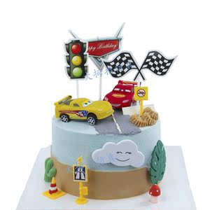 网红新款小汽车汽车总动员仿真生日蛋糕模型 航天员宇航员模型