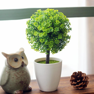 仿真植物盆景仿真圆球形盆栽 塑料绿植假花盆栽桌面盆栽客厅摆件