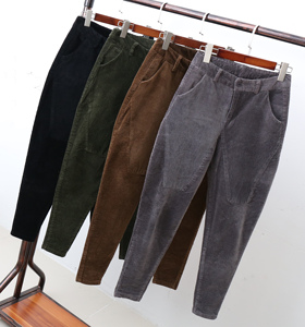 白色条绒裤子女九分