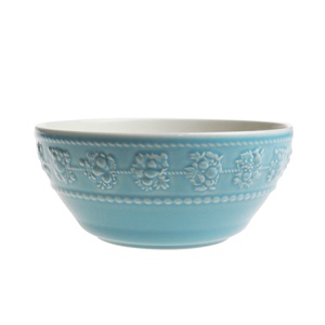 wedgwood 英国 古典浮雕花纹 蓝色圆形瓷碗早餐燕麦沙拉碗 15cm