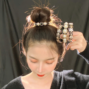珍珠丸子头盘发神器发饰发圈抓夹气质高马尾固定器发夹马尾扣头饰
