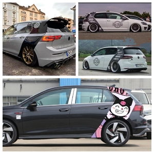 大众高尔夫c柱贴膜golf7车贴拉花gti车身卡通改装汽车贴纸