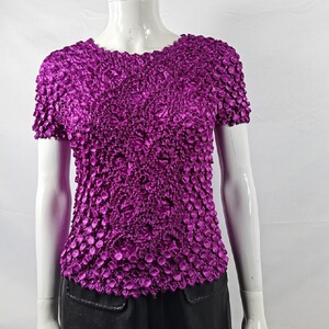 褶皱菠萝衣春秋打底衫上衣t恤鱼鳞衫泡泡衣民族风休薄款妈妈女装