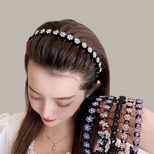 韩国气质花朵水钻发箍防滑带齿头箍女士镶钻刘海发卡优雅盘发发饰