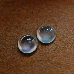 缅甸天然a货翡翠白冰玻璃种耳钉饰蛋面老坑种玉戒面一对定制镶嵌