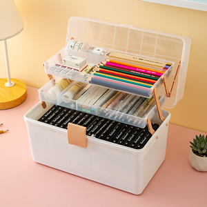 多层美术收纳盒专用画笔工具颜料彩笔铅笔材料用具笔筒整理盒手提