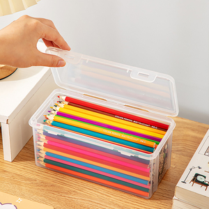 透明笔盒大容量塑料水彩笔文具盒马克笔画笔桌面学生铅笔收纳盒