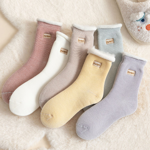 厚襪子女中筒加絨加厚秋冬季雪地保暖地板棉襪冬天睡眠產后月子襪