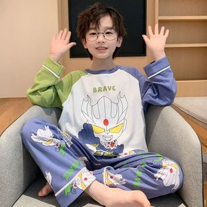 奥特曼春秋季男童薄款长袖儿童睡衣中大童小学生男孩子家居服套装