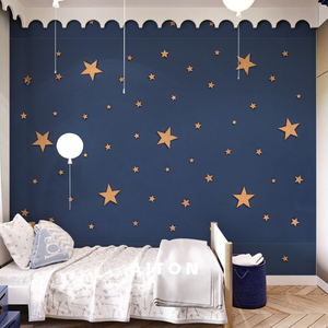 艾顿蓝色星空墙纸卡通儿童房壁纸男孩房壁布背景墙定制壁画无缝
