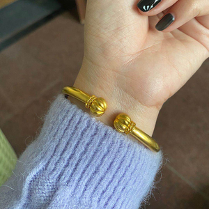 9999黄金手镯女南瓜开口实心金手镯足金足银金店同款金首饰送女友