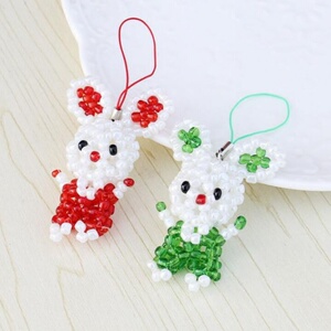 手工成品可爱乖乖兔子珠子挂饰串珠小挂件包包钥匙手机挂件小饰品