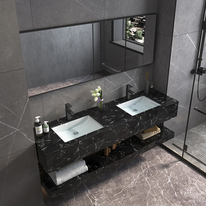 定制现代简约大理石双盆洗手台洗脸浴室柜卫浴卫生间公共柜组合