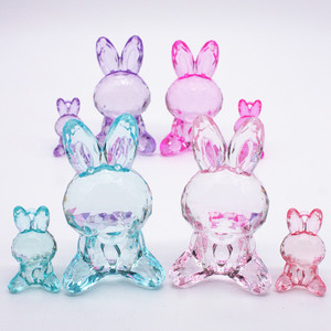 透明亚克力水晶兔子动物摆件儿童生日礼物电玩奖励礼品大宝石饰品