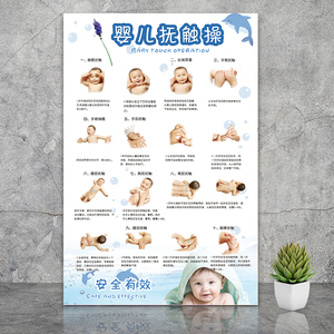 婴儿抚触操示意图中医小儿推拿海报宣传画挂图按摩调理广告墙贴