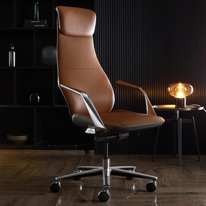 意式轻奢真皮老板椅家用舒适办公休闲人体工学电脑椅书房大班椅
