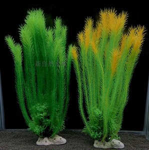 新鱼缸装饰 仿真水草 水族造景 假草 高柔软塑料不伤鱼绿色懒人