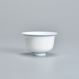 白瓷功夫茶杯主人杯单杯茶具小茶碗手绘子母线青花玄纹双线品茗杯