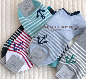 [现货]日本代购 Tabio靴下屋 19夏 船锚条纹 舒适棉质 男袜 船袜