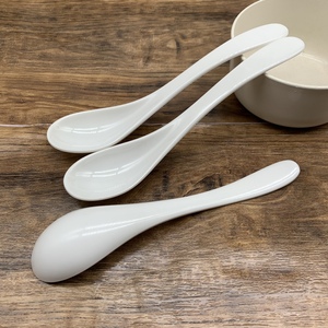密胺加长版白色勺子塑料防摔长柄大号勺餐饮馄饨面汤勺专用仿瓷匙